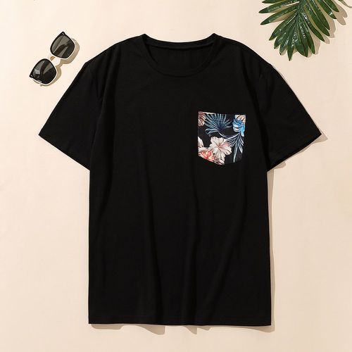T-shirt à imprimé floral avec poche - SHEIN - Modalova