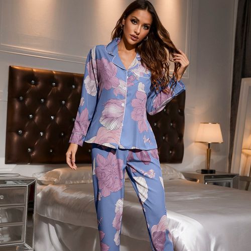 Ensemble de pyjama à imprimé floral à patch à poche - SHEIN - Modalova