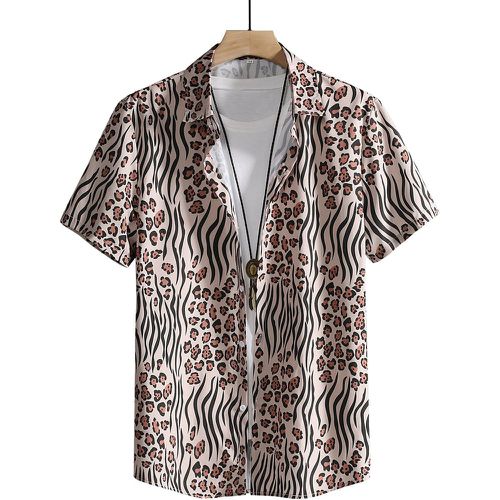 Chemise léopard & à rayures zébrées à bouton (sans t-shirt) - SHEIN - Modalova