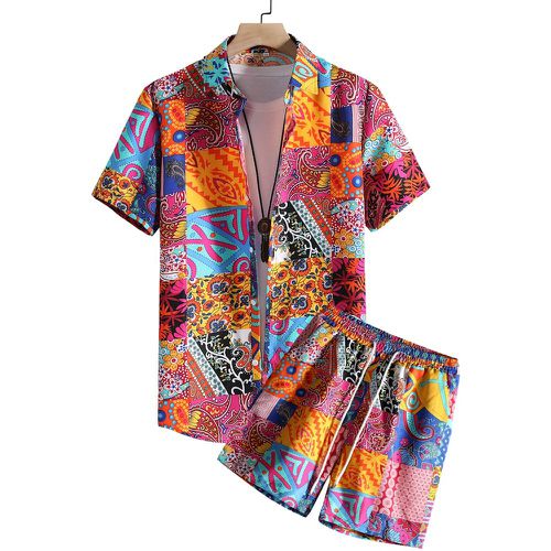 Chemise à patchwork & Short à cordon (sans t-shirt) - SHEIN - Modalova