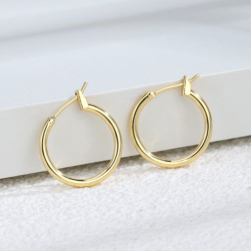 Paire Boucles d'oreilles cerclées minimalistes plaquées or 18 caratss, épaisseur de placage 0,03-0,05 μm, diamètre 20 mm - SHEIN - Modalova
