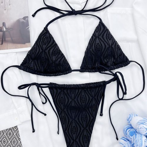 Bikini triangulaire ras-du-cou texturé à nœud - SHEIN - Modalova