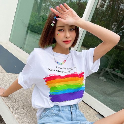 T-shirt LGBT slogan & arc-en-ciel - SHEIN - Modalova