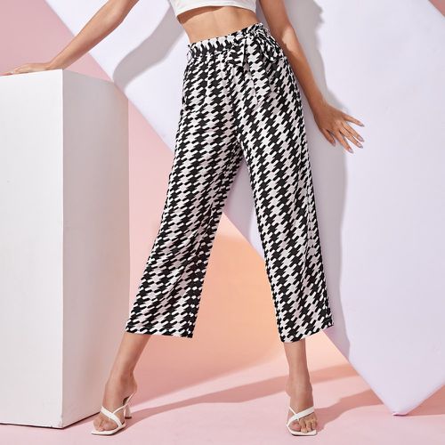 Pantalon ample à imprimé géométrique ceinturé - SHEIN - Modalova