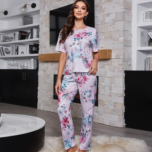 Ensemble pyjama pantalon & t-shirt à imprimé floral - SHEIN - Modalova