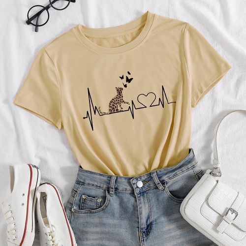 T-shirt à motif papillon et dessin animé sans Short en jean - SHEIN - Modalova