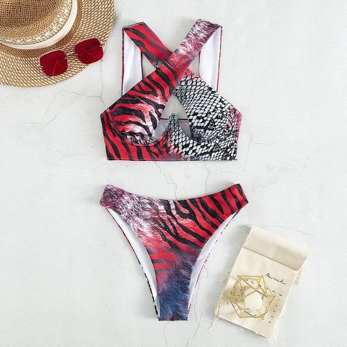 Bikini à armatures tigre à rayures & écaille de poisson découpe - SHEIN - Modalova