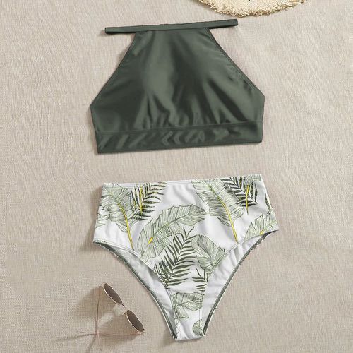 Bikini à imprimé végétale taille haute - SHEIN - Modalova