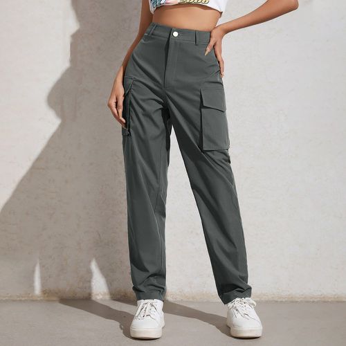 Pantalon taille haute à poche à rabat zippé - SHEIN - Modalova