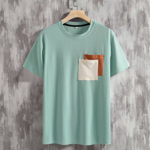 T-shirt à blocs de couleurs patch à poche - SHEIN - Modalova