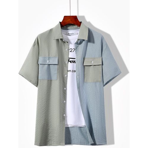 Chemise à rayures à blocs de couleurs poche à rabat (sans t-shirt) - SHEIN - Modalova