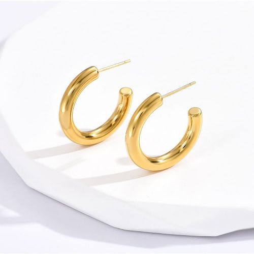 Paire de boucles d'oreilles en acier inoxydable de style minimaliste avec texture métallique, hip-hops. Convient pour un port quotidien - SHEIN - Modalova
