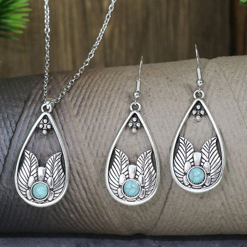 Pièces Set de bijoux à détail turquoise et goutte d'eau - SHEIN - Modalova