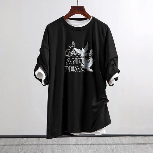 Pièce T-shirt à motif pigeon et lettres - SHEIN - Modalova