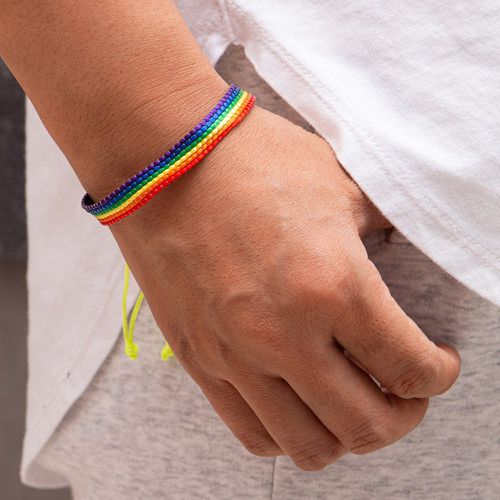 Bracelet tressé LGBT à rayures arc-en-ciel - SHEIN - Modalova