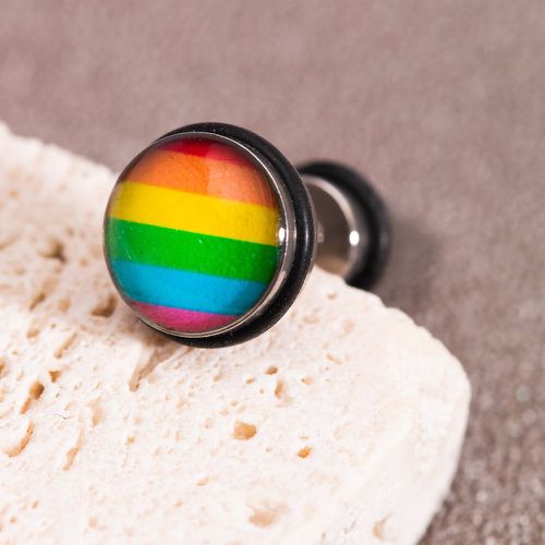 Pièce Clous d'oreille LGBT arc-en-ciel rond - SHEIN - Modalova