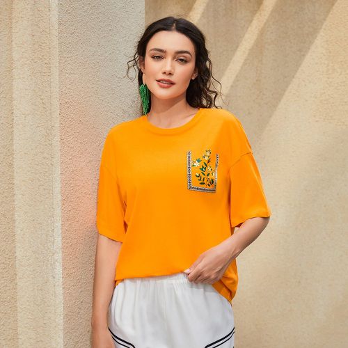 T-shirt fluo à imprimé floral - SHEIN - Modalova