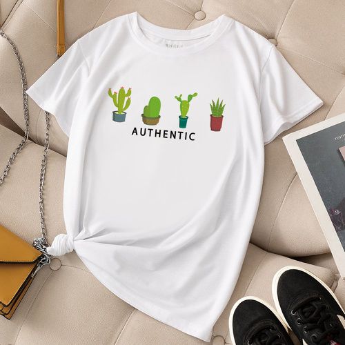T-shirt cactus et à lettres - SHEIN - Modalova
