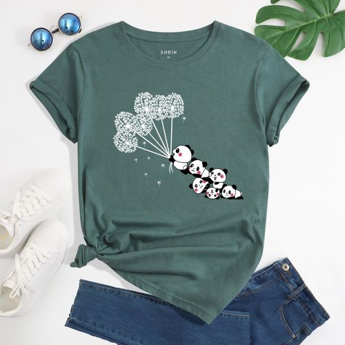 T-shirt imprimé pissenlit et panda - SHEIN - Modalova