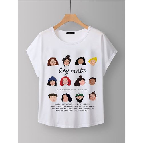 T-shirt à motif figure et slogan manches dolman - SHEIN - Modalova