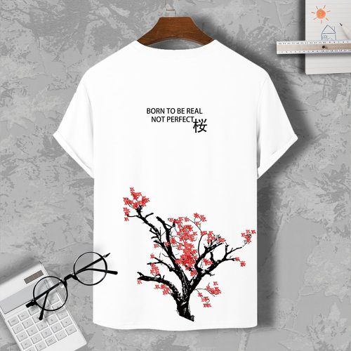 T-shirt arbre & lettre japonaise - SHEIN - Modalova