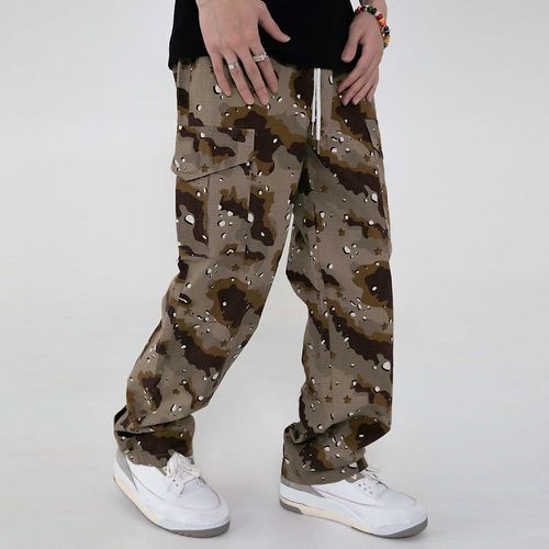 Pantalon cargo camouflage & à imprimé tacheture à cordon - SHEIN - Modalova