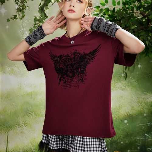 T-shirt oversize rose et aile - SHEIN - Modalova