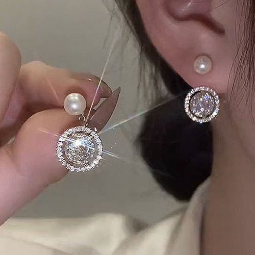 Boucle d'oreille fausse perle & à zircone cubique - SHEIN - Modalova