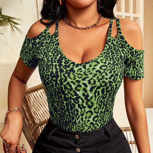 T-shirt léopard à épaules dénudées - SHEIN - Modalova