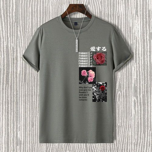 T-shirt fleuri à lettre japonaise - SHEIN - Modalova