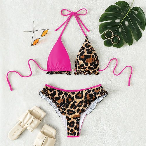 Bikini léopard à plis - SHEIN - Modalova