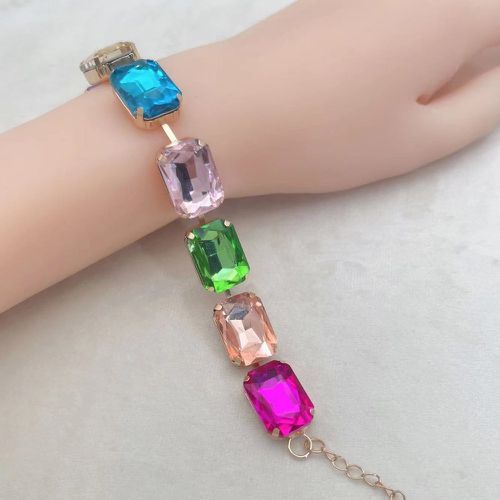 Bracelet versicolore géométrique à gemme - SHEIN - Modalova
