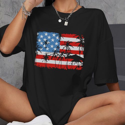 T-shirt oversize à imprimé drapeau américain - SHEIN - Modalova