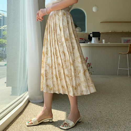 Jupe plissée taille haute à imprimé - SHEIN - Modalova