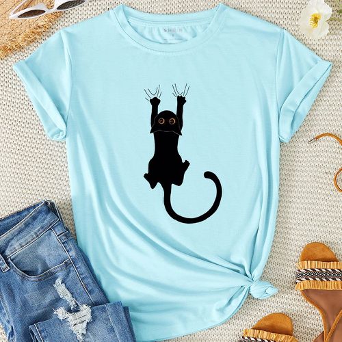T-shirt à imprimé chat - SHEIN - Modalova