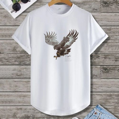 T-shirt à imprimé aigle et slogan - SHEIN - Modalova