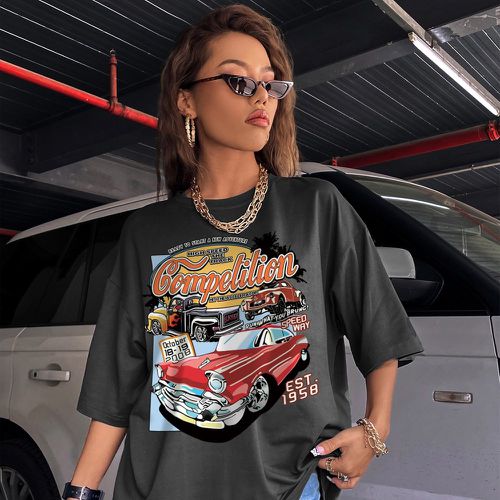 T-shirt à motif de lettre et voiture - SHEIN - Modalova