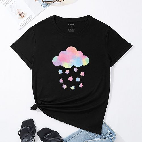 T-shirt nuage et à imprimé floral - SHEIN - Modalova