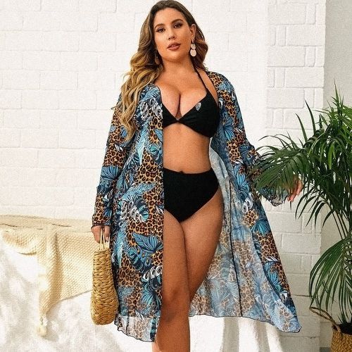 Kimono léopard & à imprimé tropical - SHEIN - Modalova