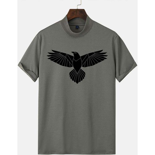T-shirt à imprimé aigle à col montant - SHEIN - Modalova