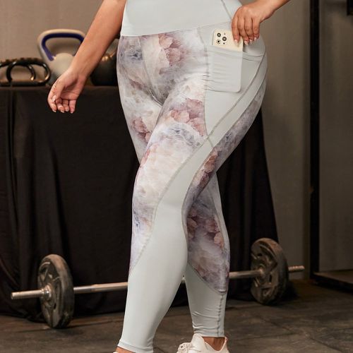 Legging de sport tie dye taille haute avec poche de téléphone - SHEIN - Modalova