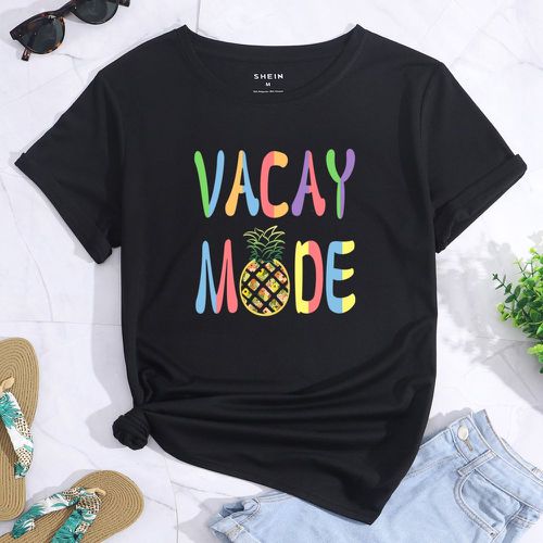 T-shirt à motif ananas et lettres - SHEIN - Modalova