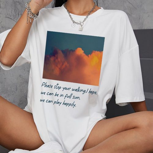 T-shirt oversize à motif slogan et ciel - SHEIN - Modalova