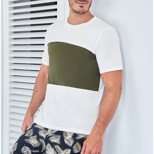 Homme T-shirt de pyjama bicolore - SHEIN - Modalova