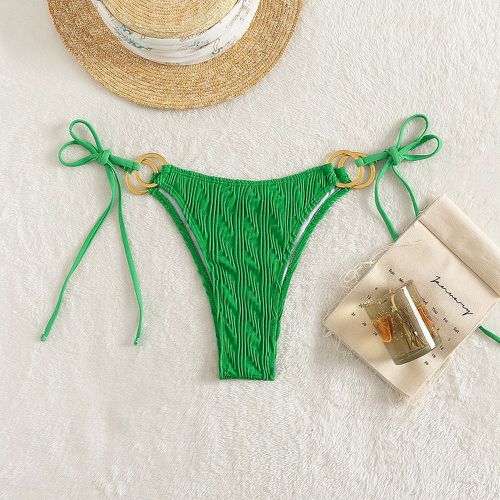 Bas de bikini à détail anneau texturé à nœud - SHEIN - Modalova