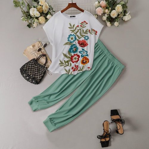 Pantalon & T-shirt à imprimé floral - SHEIN - Modalova