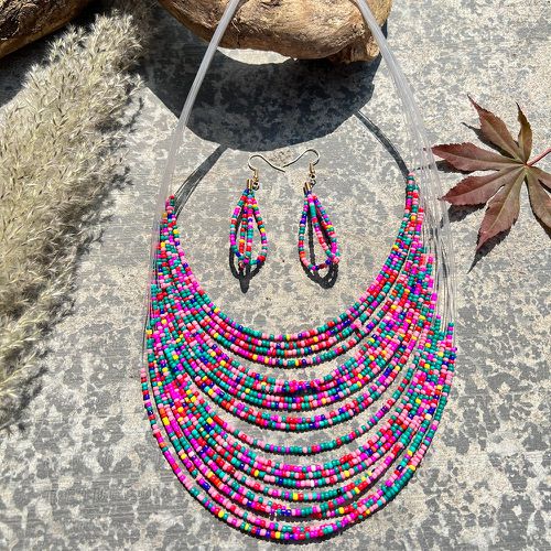 Pièces Set de bijoux à blocs de couleurs à perles - SHEIN - Modalova