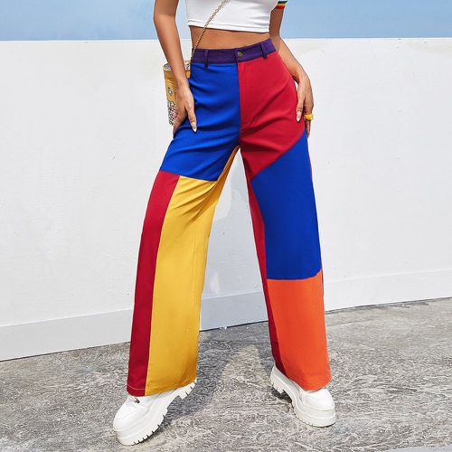 Pantalon ample mode dopamine à blocs de couleurs - SHEIN - Modalova