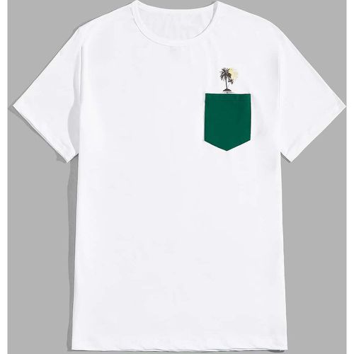 T-shirt à imprimé palmier avec poche détente - SHEIN - Modalova