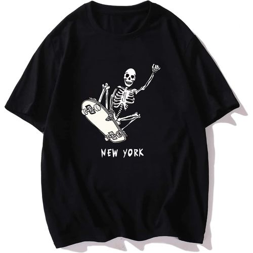 T-shirt squelette & à lettres - SHEIN - Modalova